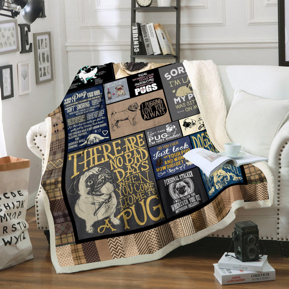 Pug CL02110910MDF Sherpa Fleece Blanket