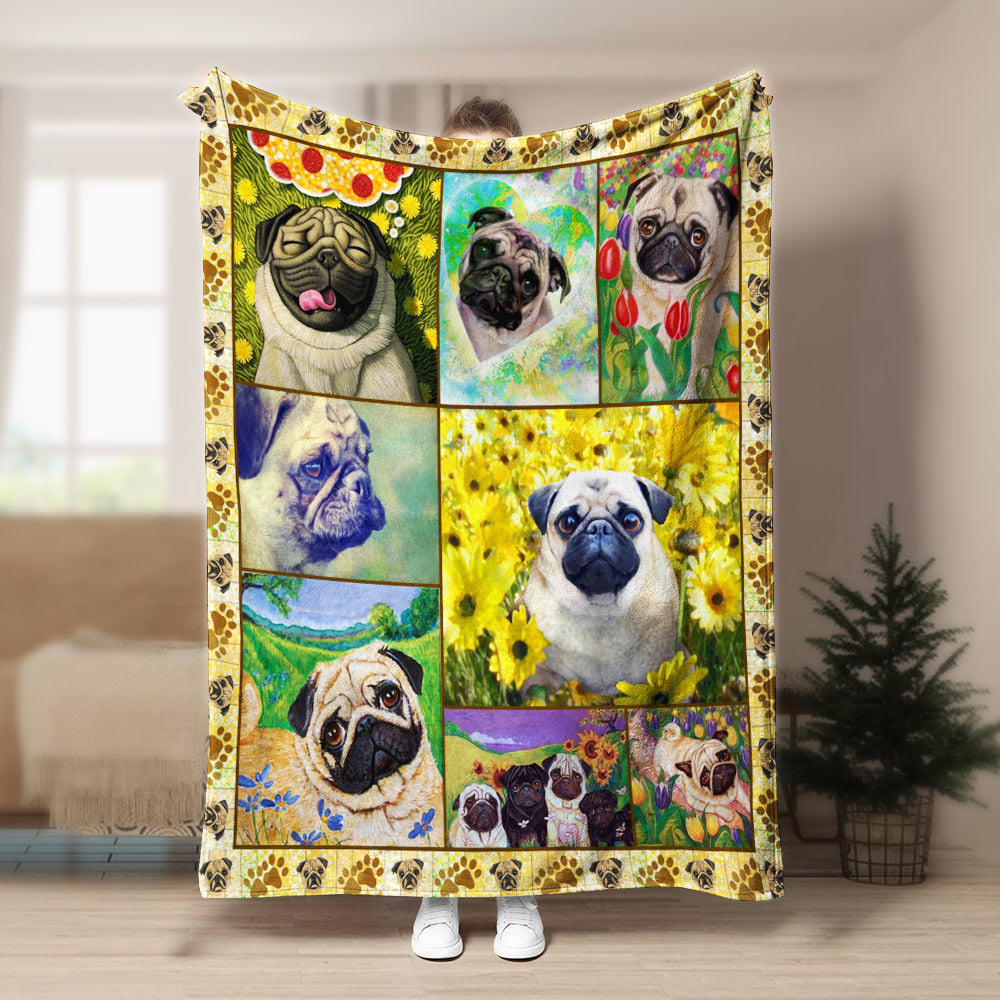Pug CL170854MD Sherpa Fleece Blanket