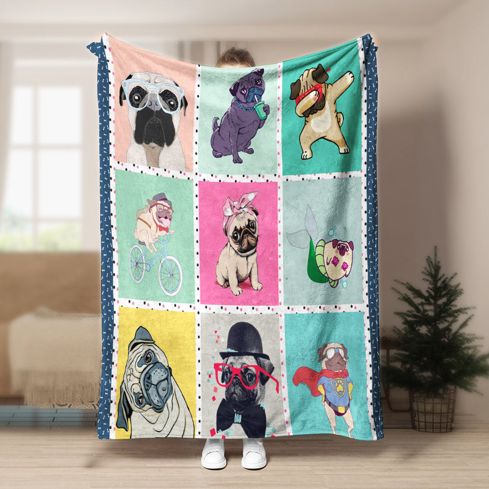 Pug CLP270851 Sherpa Fleece Blanket