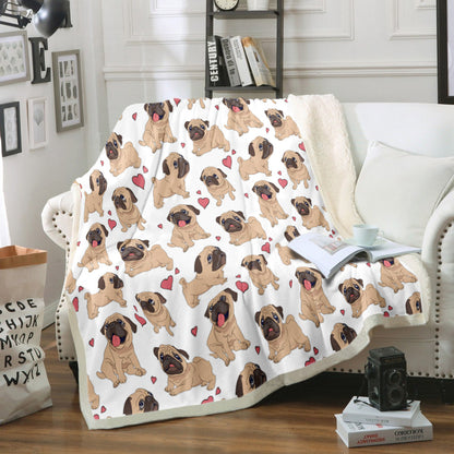 Pug CLP270852 Sherpa Fleece Blanket