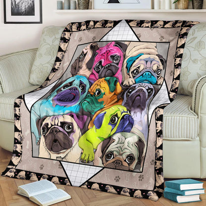 Pug Dog CLA150845f Sherpa Fleece Blanket