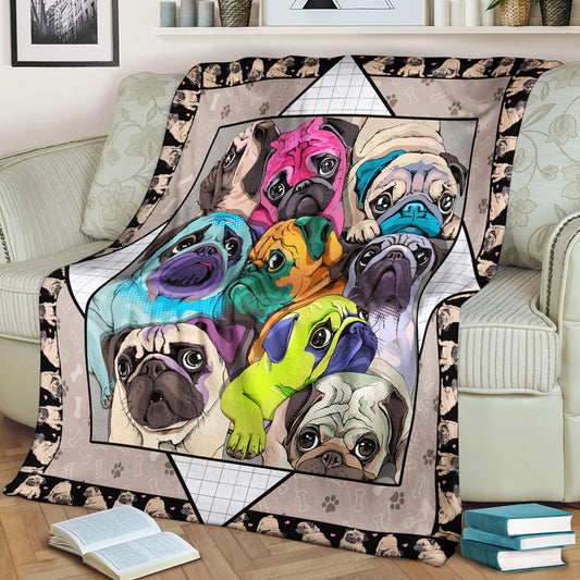 Pug Dog CLA150845f Sherpa Fleece Blanket