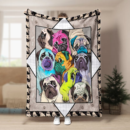 Pug Dog CLA150845f Sherpa Fleece Blanket