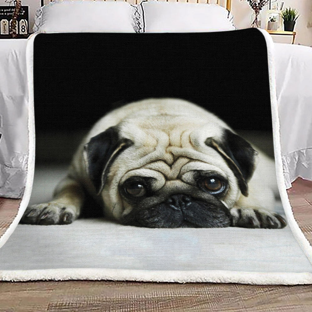 Pug HM3009113TT Sherpa Fleece Blanket