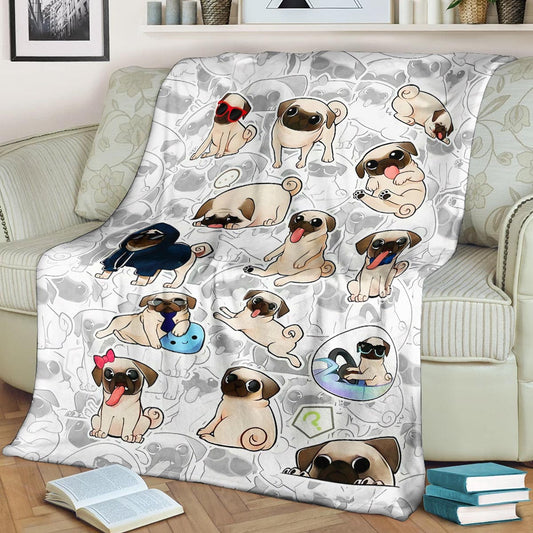Pug TN290837TT Sherpa Fleece Blanket