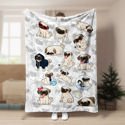Pug TN290837TT Sherpa Fleece Blanket