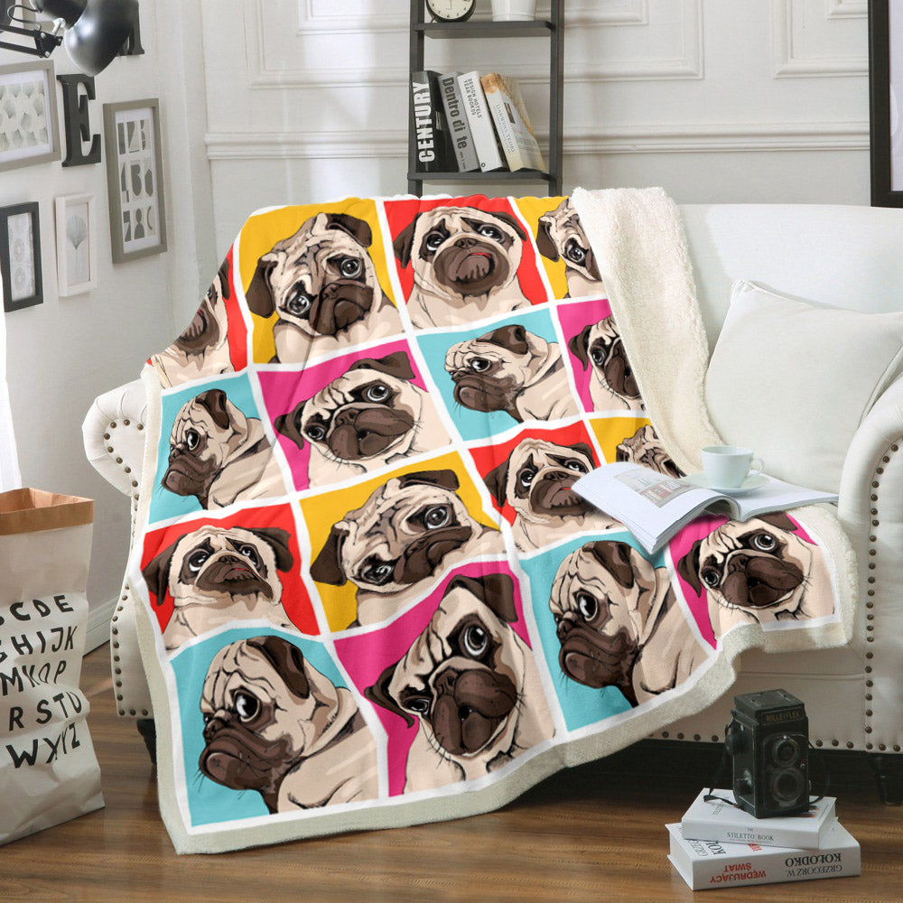Pug TT0709116TM Sherpa Fleece Blanket
