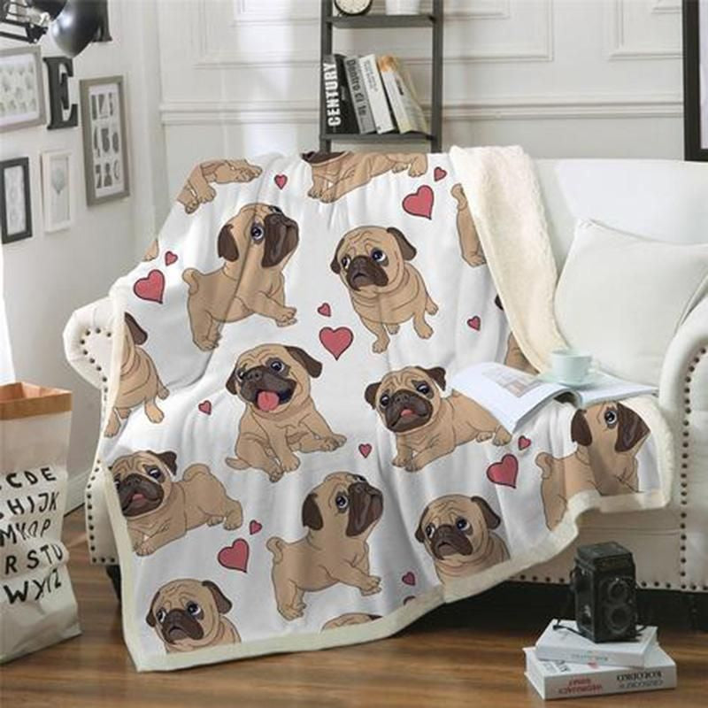 Pug CL20110911MDF Sherpa Fleece Blanket