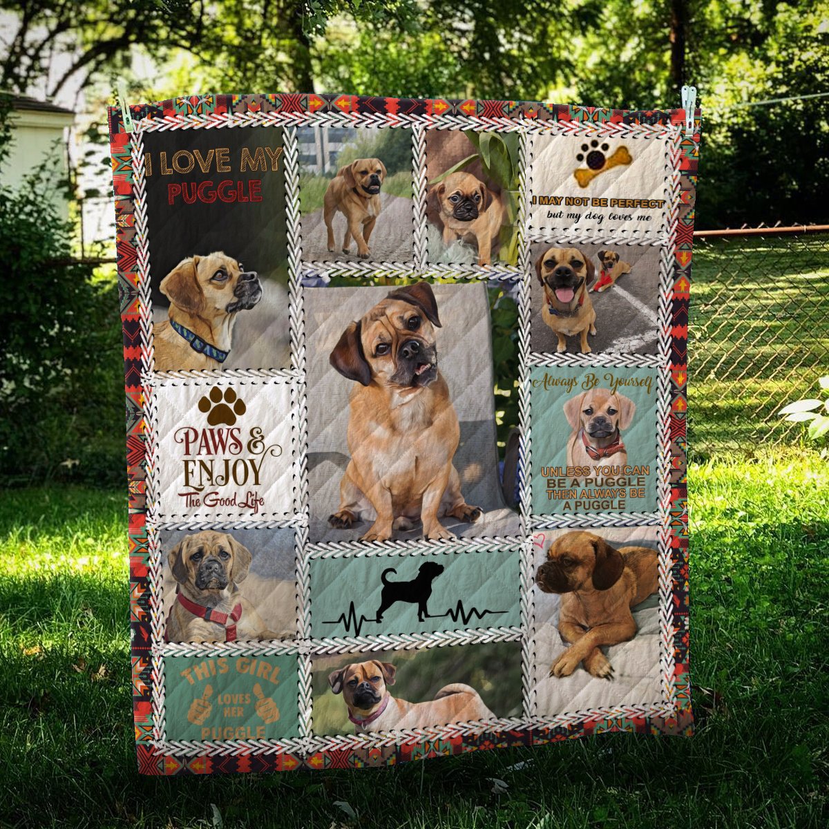 Puggle Enjoy CL10100208MDQ Quilt Blanket