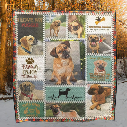 Puggle Enjoy CL10100208MDQ Quilt Blanket