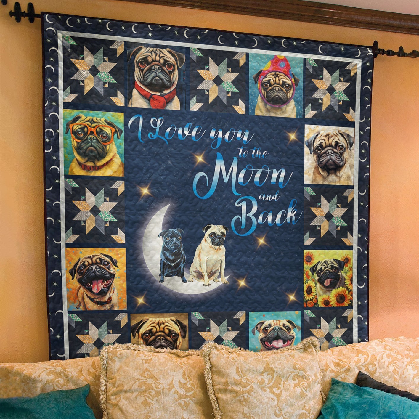 Pugs CLM1511361 Art Quilt