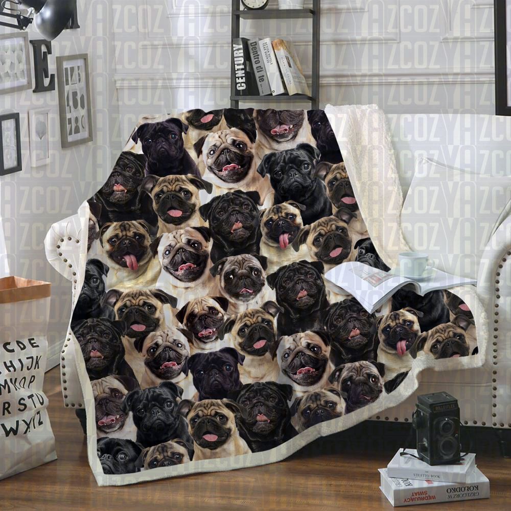 Pugs CL21110728MDF Sherpa Fleece Blanket