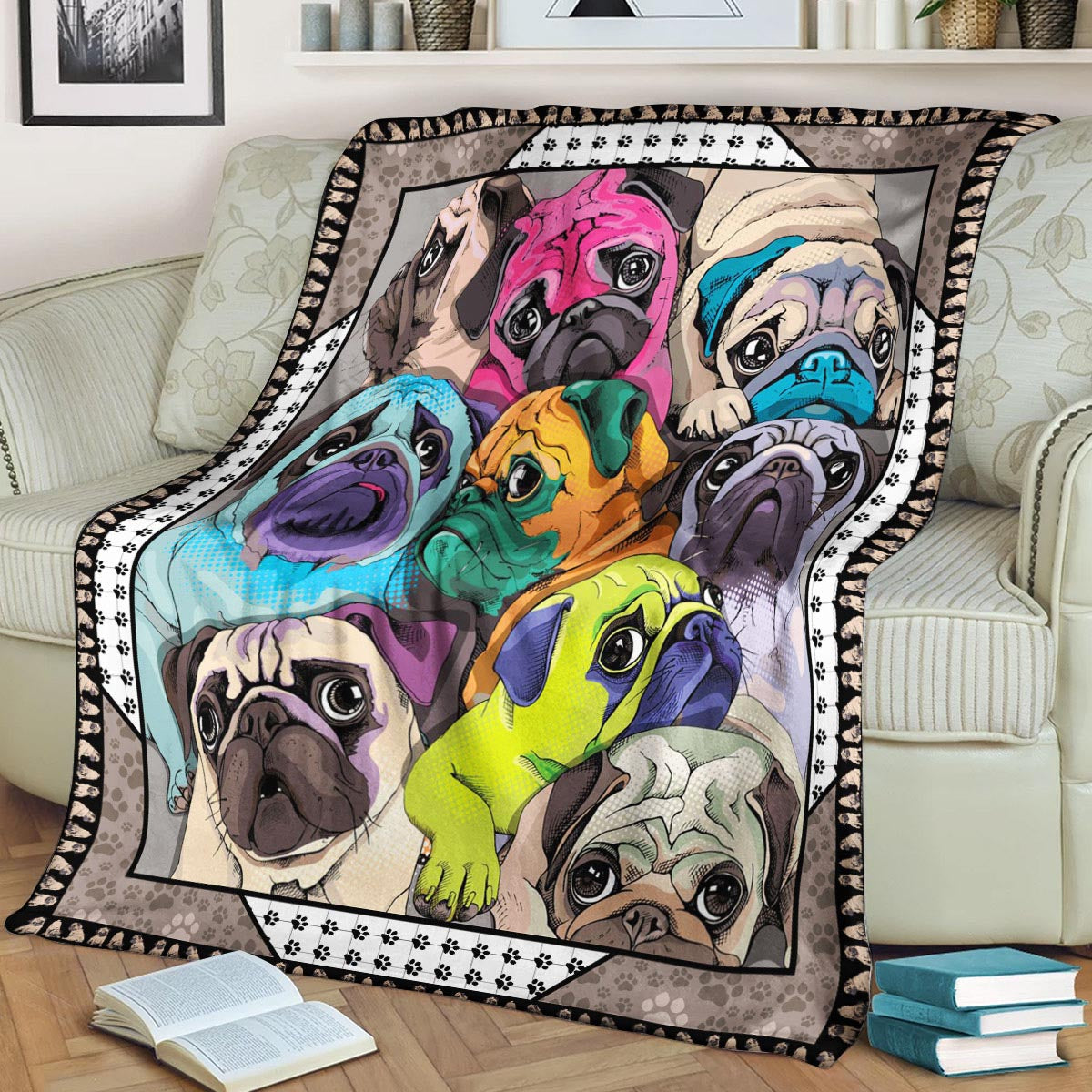 Pugs CLP270853 Sherpa Fleece Blanket
