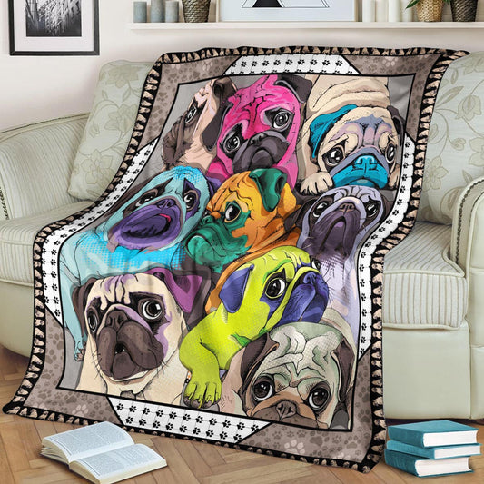 Pugs CLP270853 Sherpa Fleece Blanket