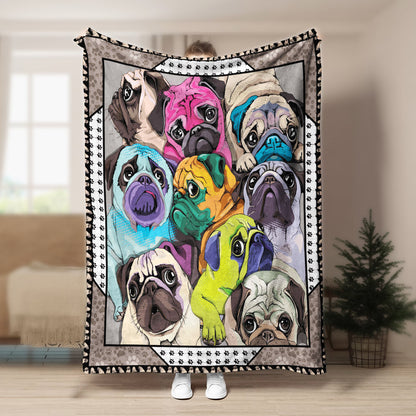 Pugs CLP270853 Sherpa Fleece Blanket