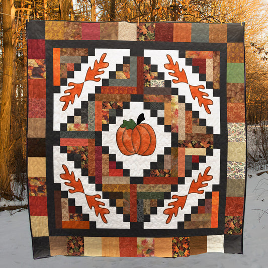 Pumpkin Log Cabin CLM30110900Q Quilt Blanket