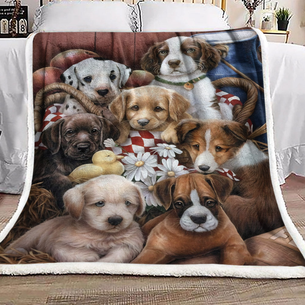 Puppies Labrador Dalmatian Golden Boxer Collie DD1010237F Sherpa Fleece Blanket