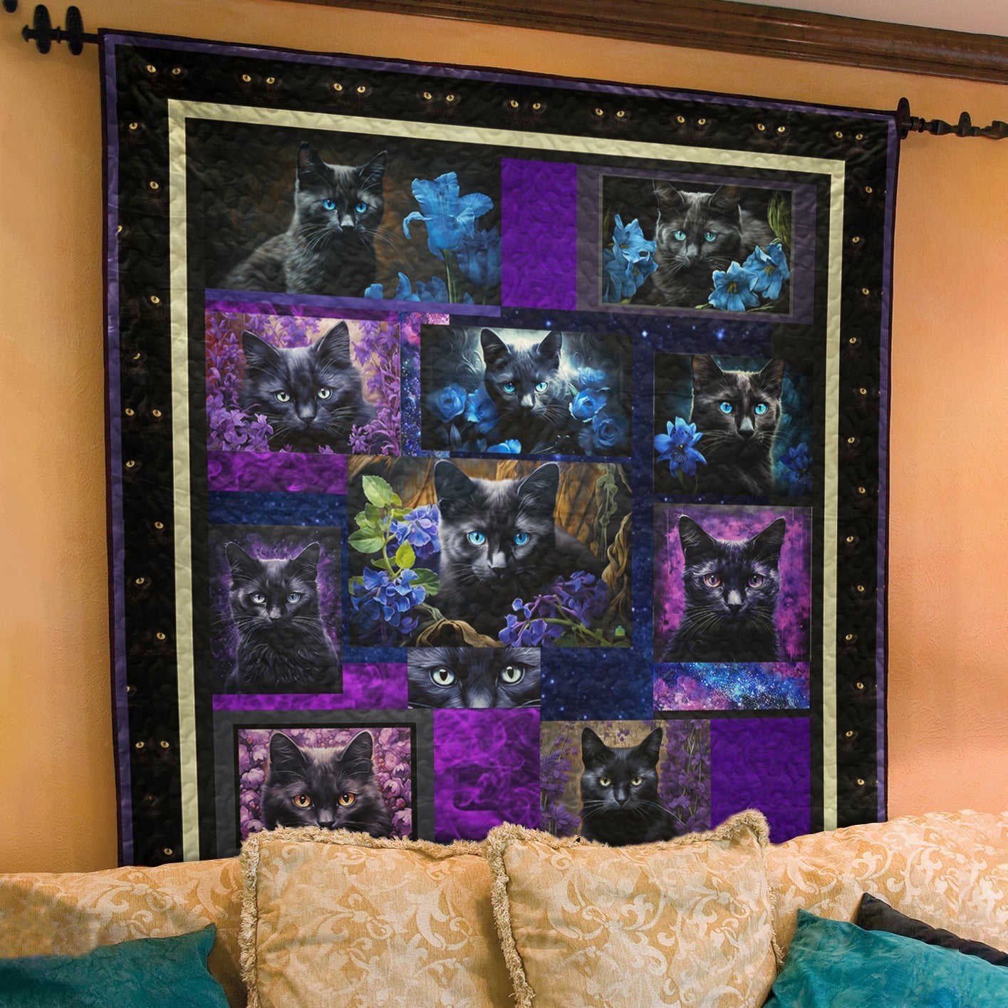 Purple And Black Cat CLH0412532Q Art Quilt