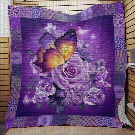 Purple Butterfly CL20110277MDQ Quilt Blanket