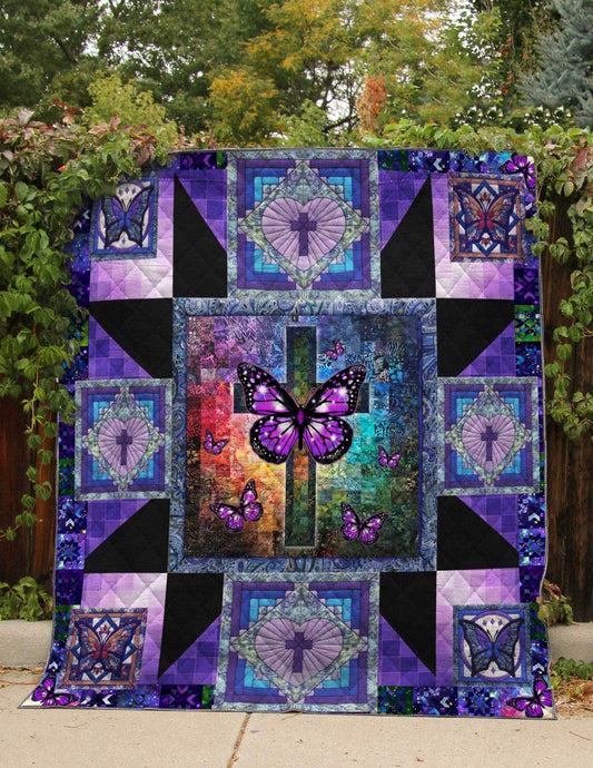 Purple Butterfly CLH1312226Q Quilt Blanket