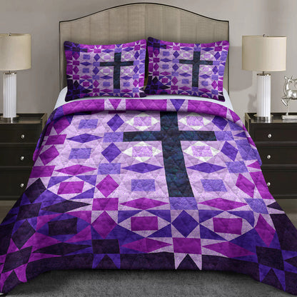 Purple Christian Cross Quilt Bedding Set TL100605QS