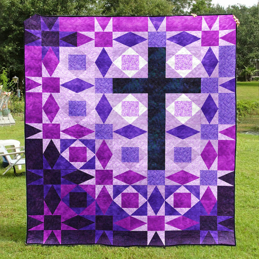 Purple Christian Cross Quilt Blanket TL100605Y