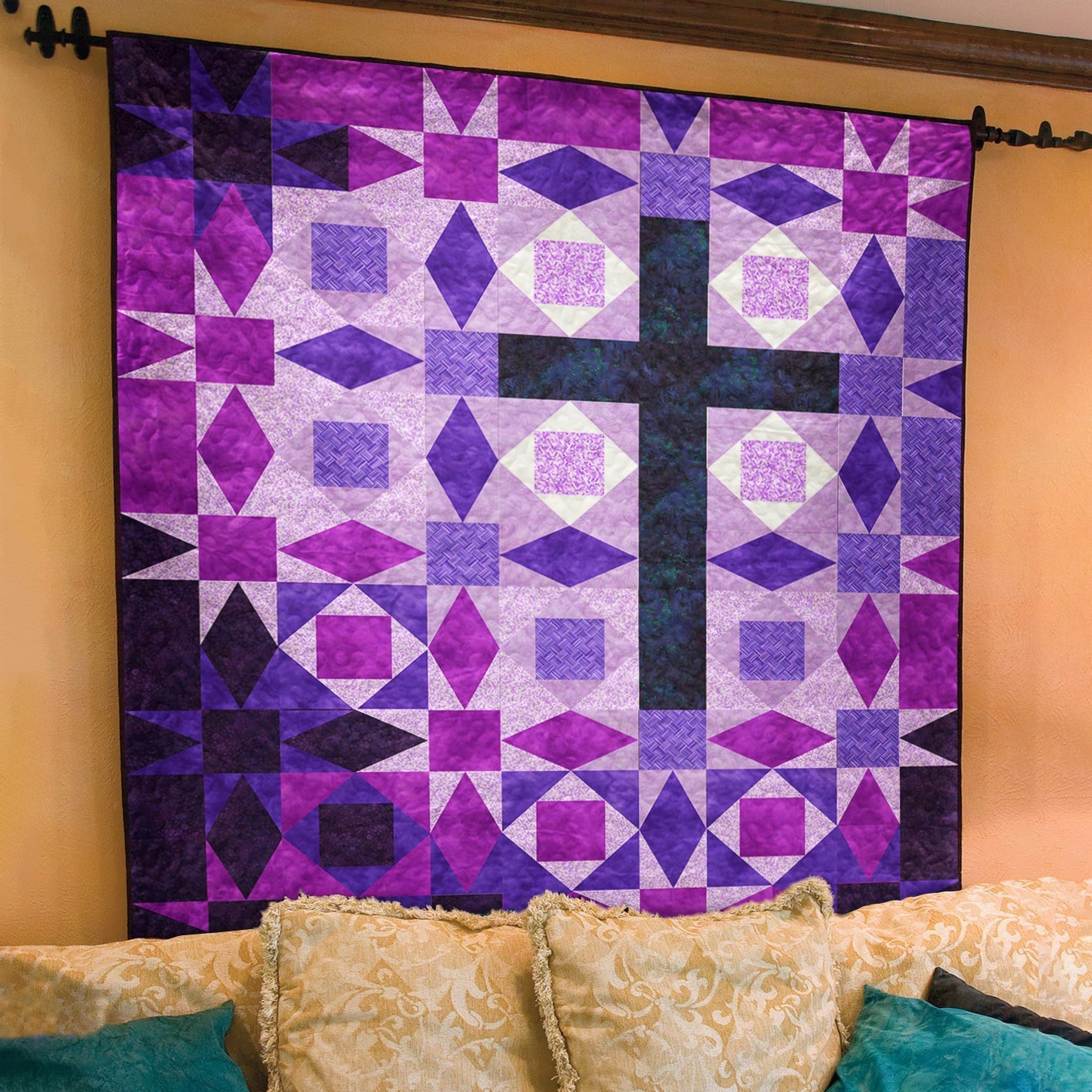 Purple Christian Cross Quilt Blanket TL100605Y