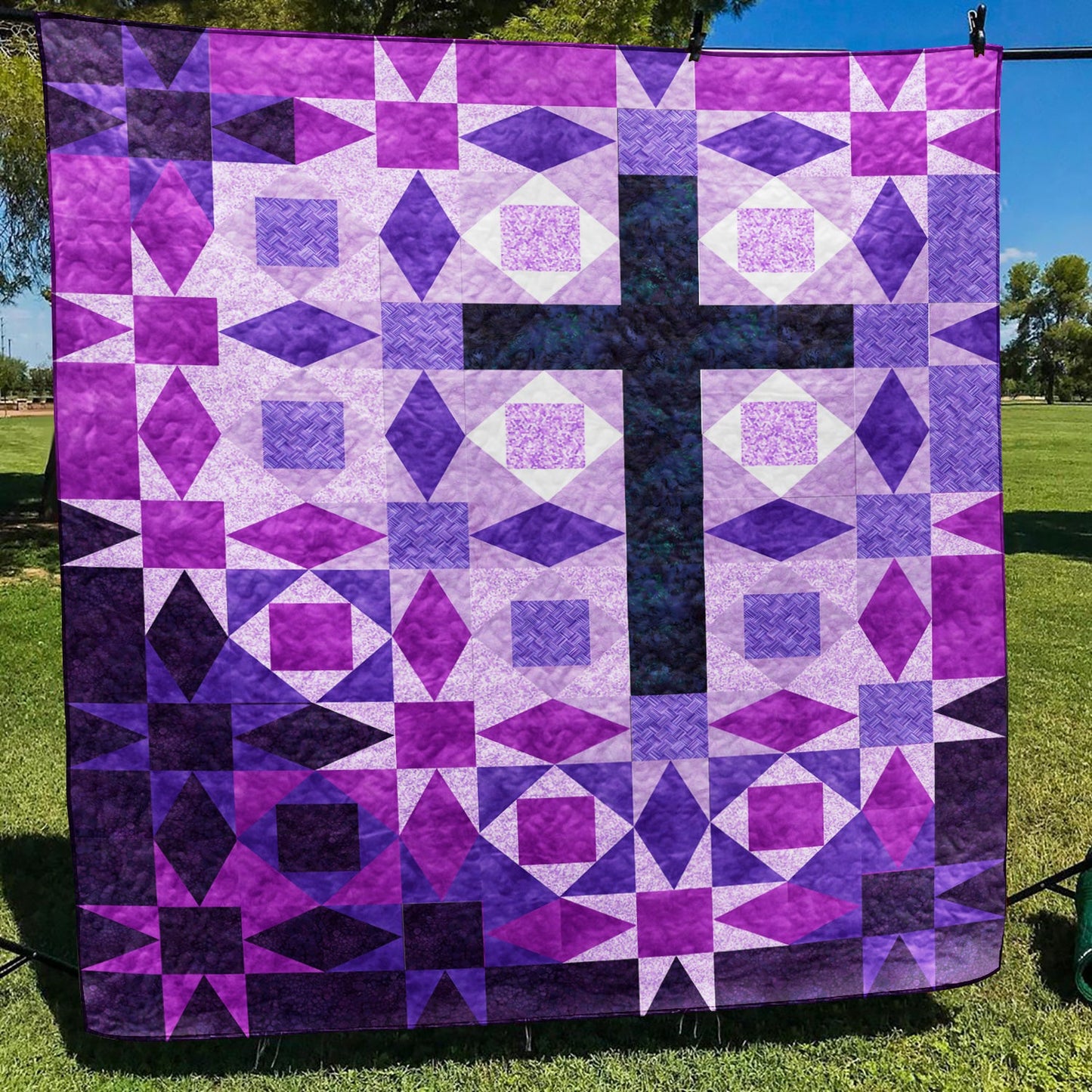 Purple Christian Cross Quilt Blanket TL100605Y