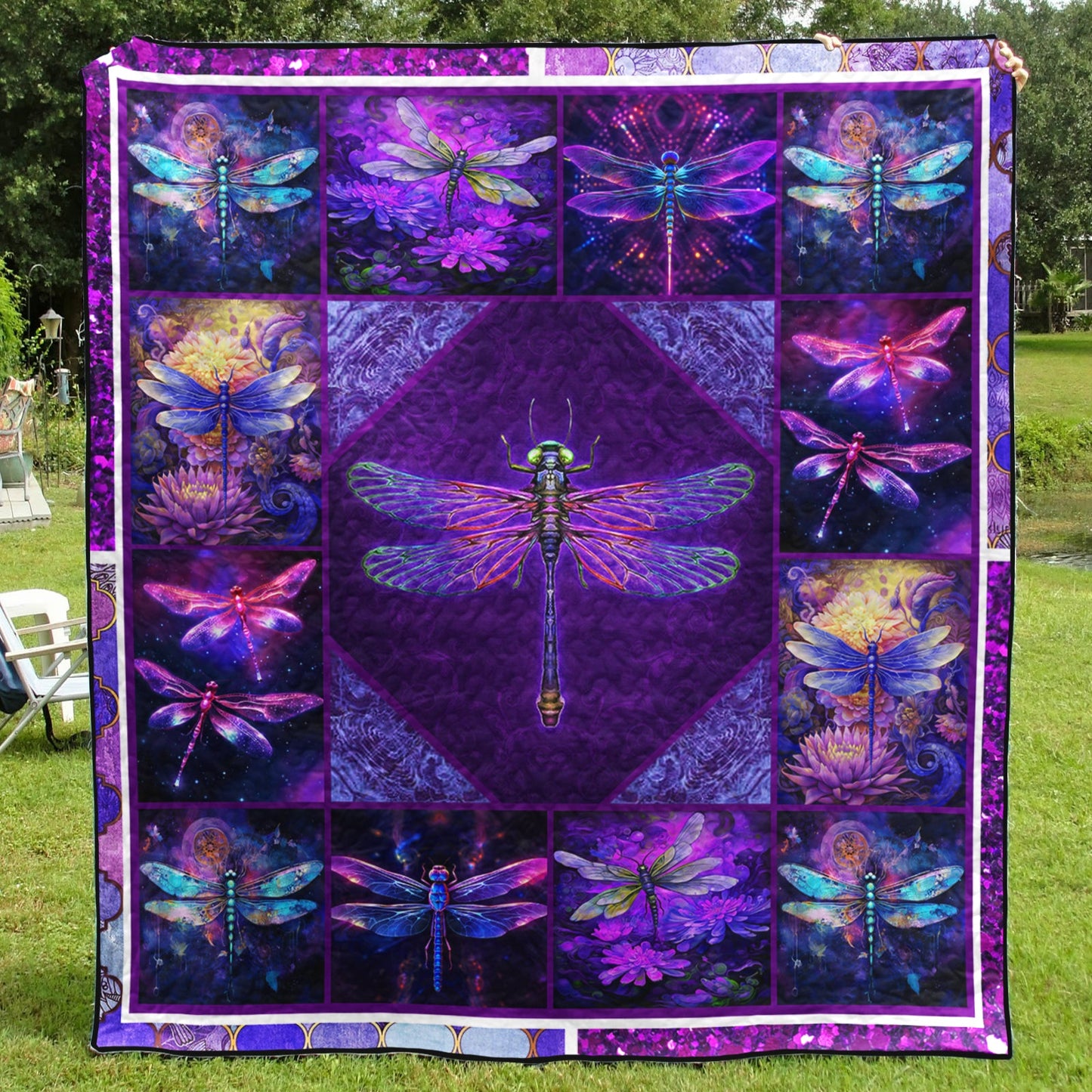 Purple Dragonfly ND211007 Art Quilt