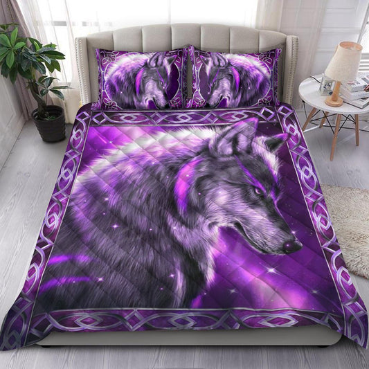 Purple Fantasy Wolf Quilt Bedding Set ND041006