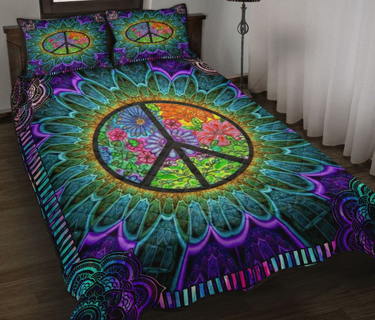 Purple Flower Hippie Quilt Bedding Set CLH1009008