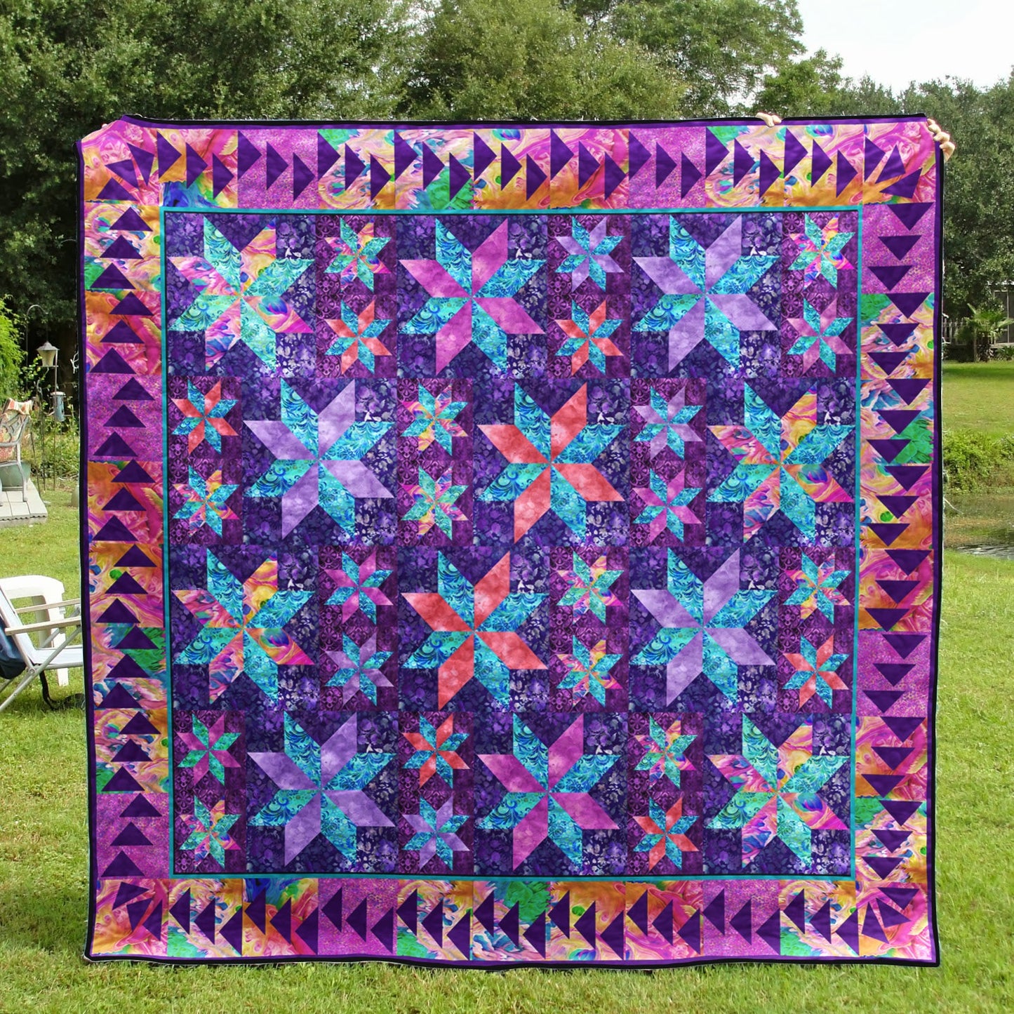 Purple Flying Geese Quilt Blanket HM040702M