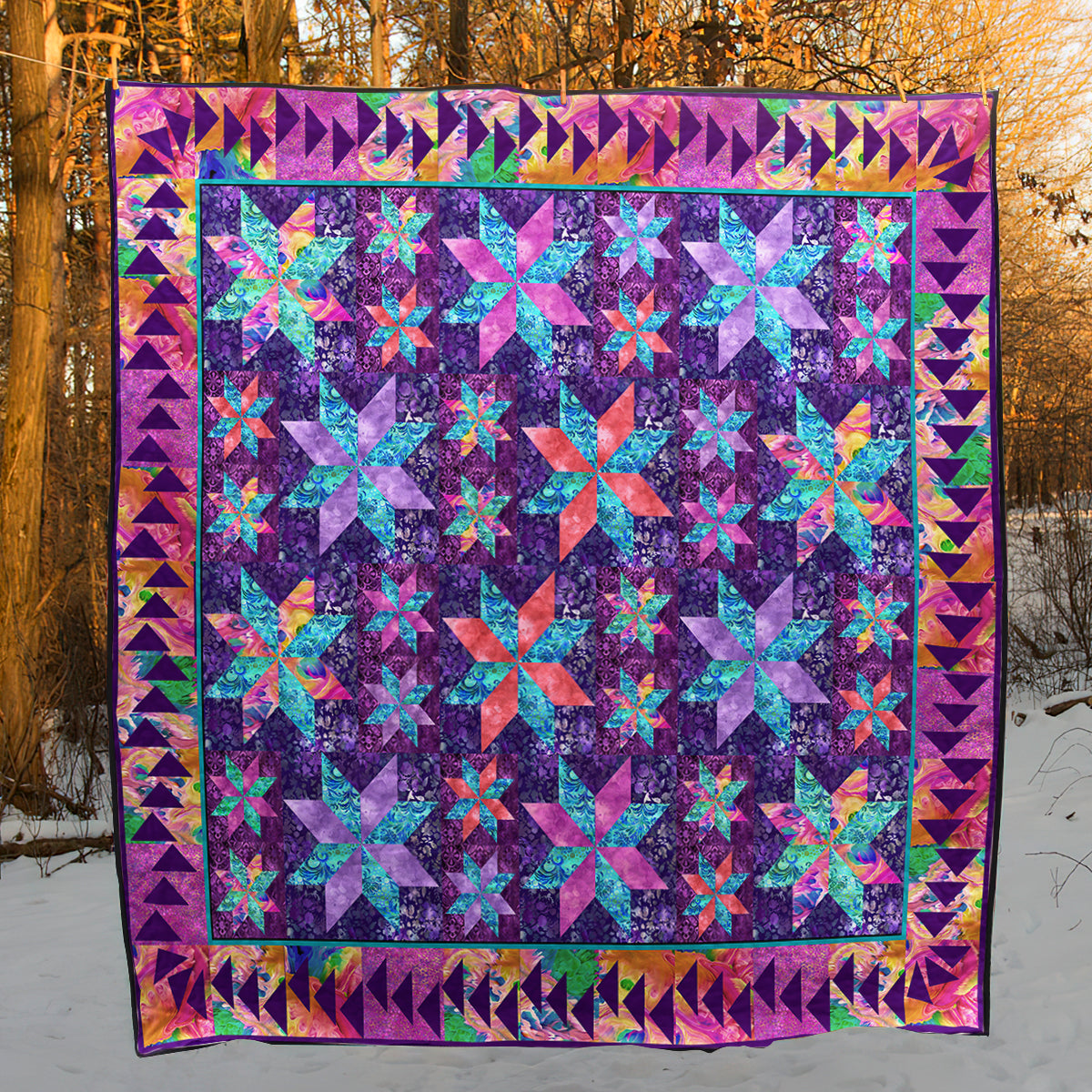 Purple Flying Geese Quilt Blanket HM040702M