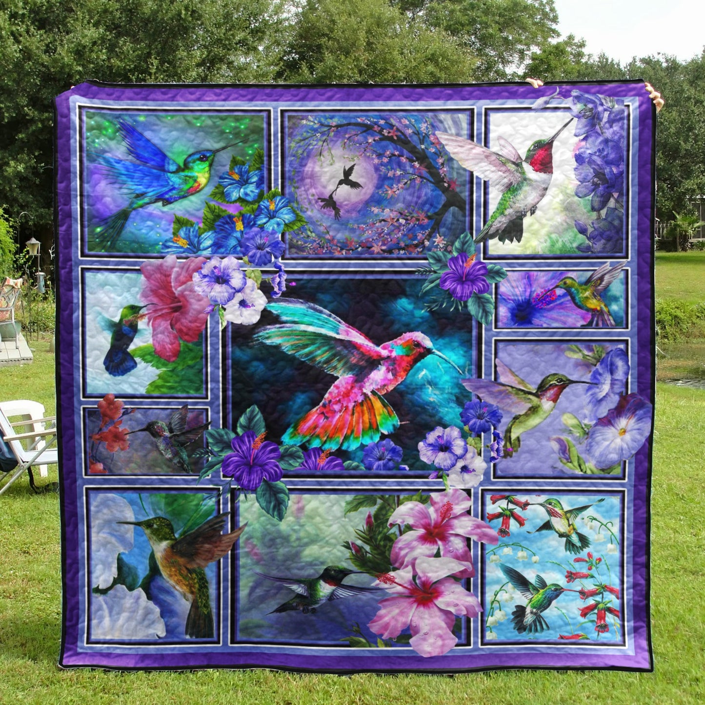 Purple Hummingbird Quilt Blanket MT180501M