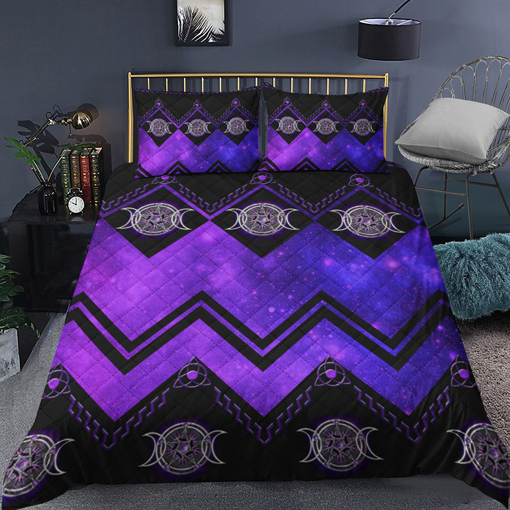 Purple Tripple Moon Witch Quilt Bedding Set MT1709007