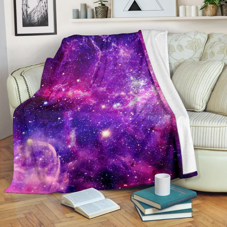 Purple Bursting Galaxy Space CLH0111480F Sherpa Fleece Blanket