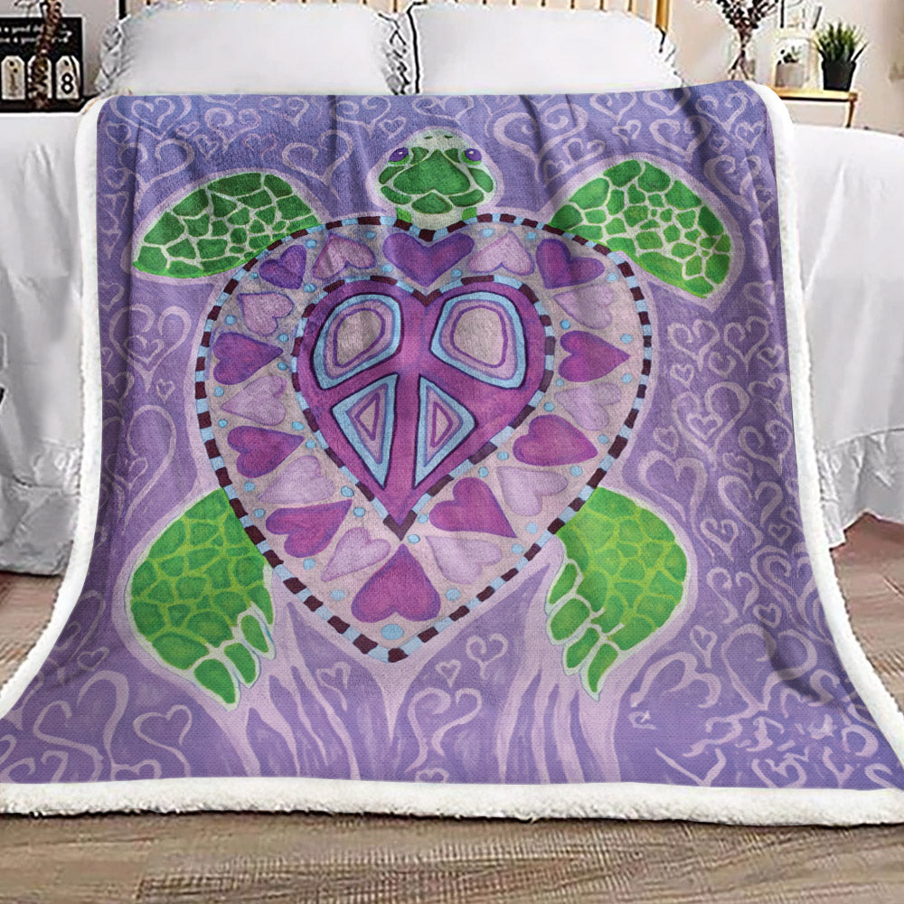 Purple Heart Turtle VD2410186F Sherpa Fleece Blanket