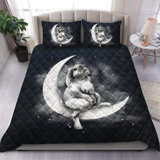 Rabbit Sit On The Moon Quilt Bedding Set HM1709004