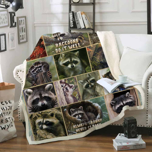 Raccoon CL05100420MDF Sherpa Fleece Blanket