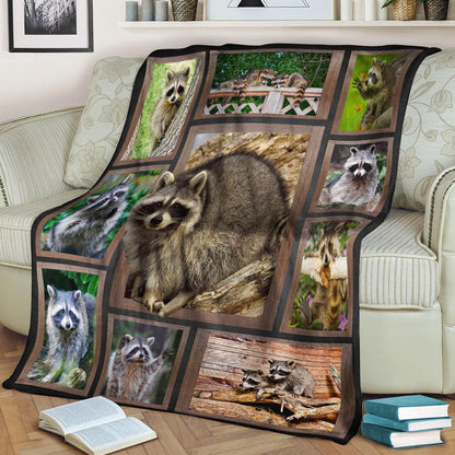 Raccoon CLA21100831F Sherpa Fleece Blanket