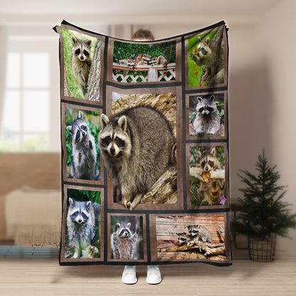 Raccoon CLA21100831F Sherpa Fleece Blanket