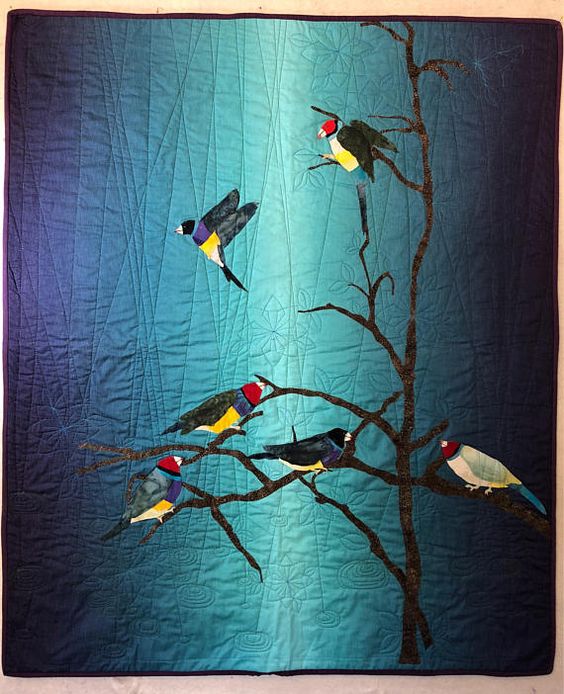 Rainy Day For Gouldian Finches CLA1010452Q Quilt Blanket