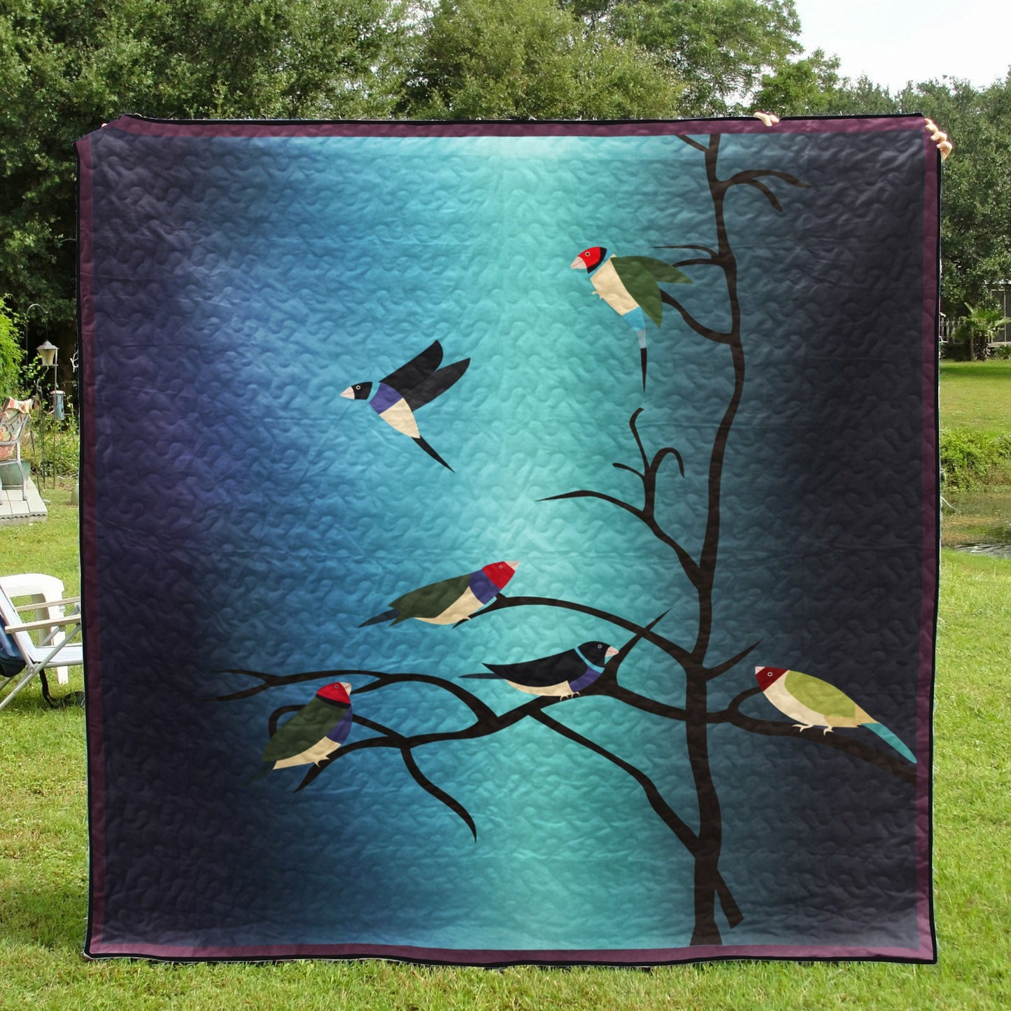 Rainy Day For Gouldian Finches CLA1010452Q Quilt Blanket