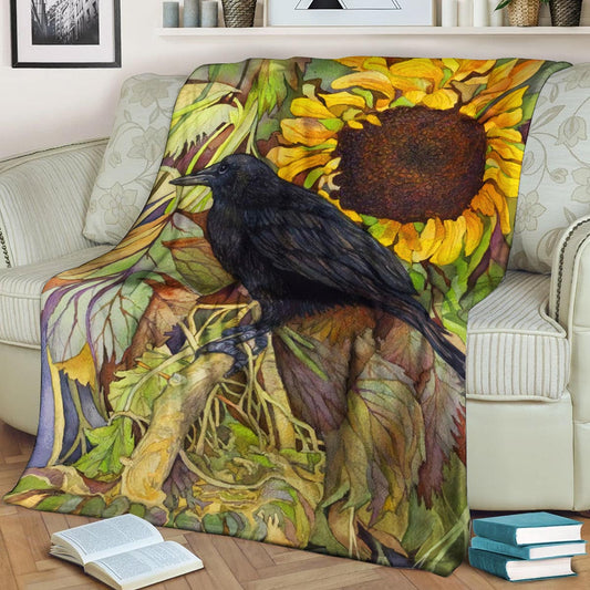 Raven Sunflower DP051076F Sherpa Fleece Blanket