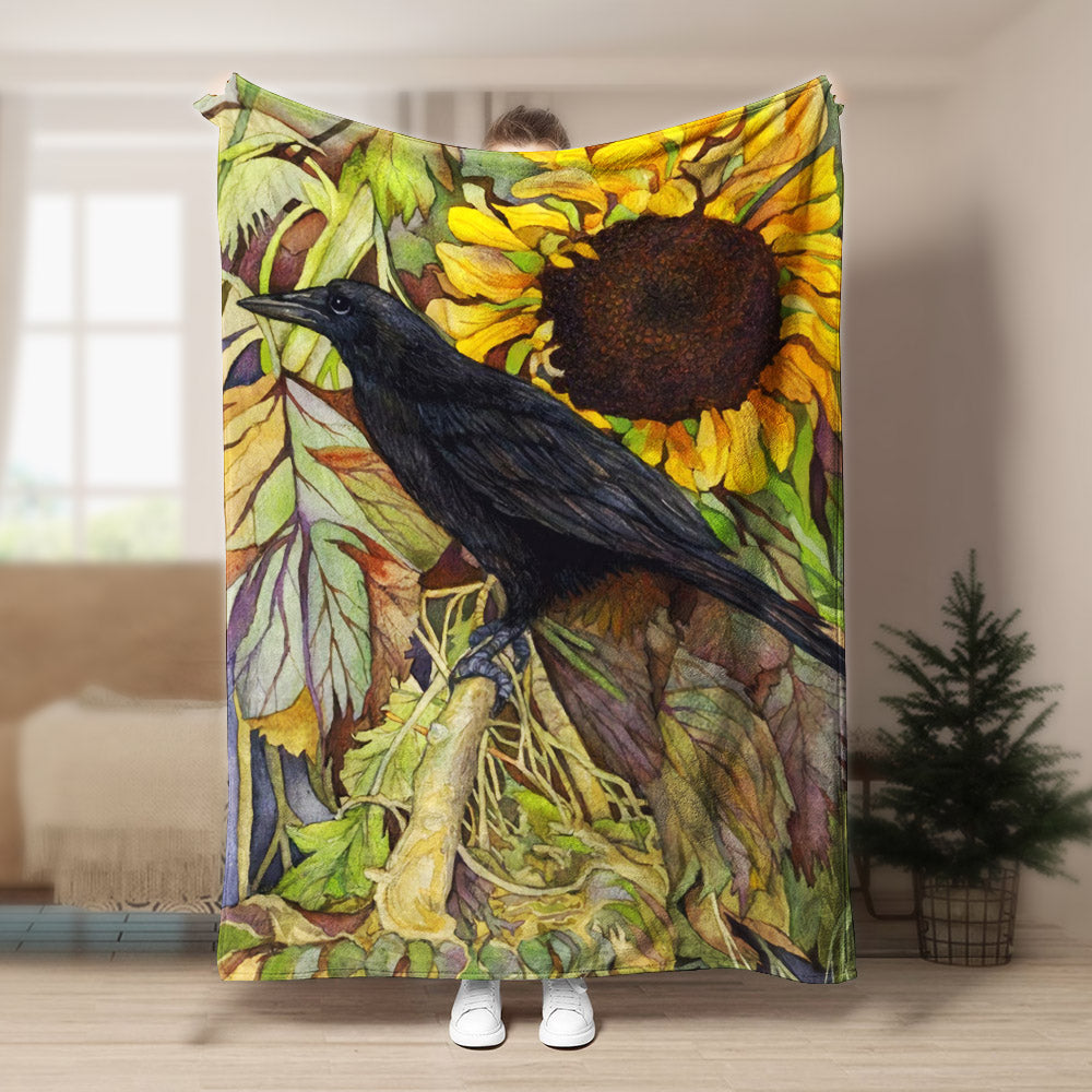 Raven Sunflower DP051076F Sherpa Fleece Blanket
