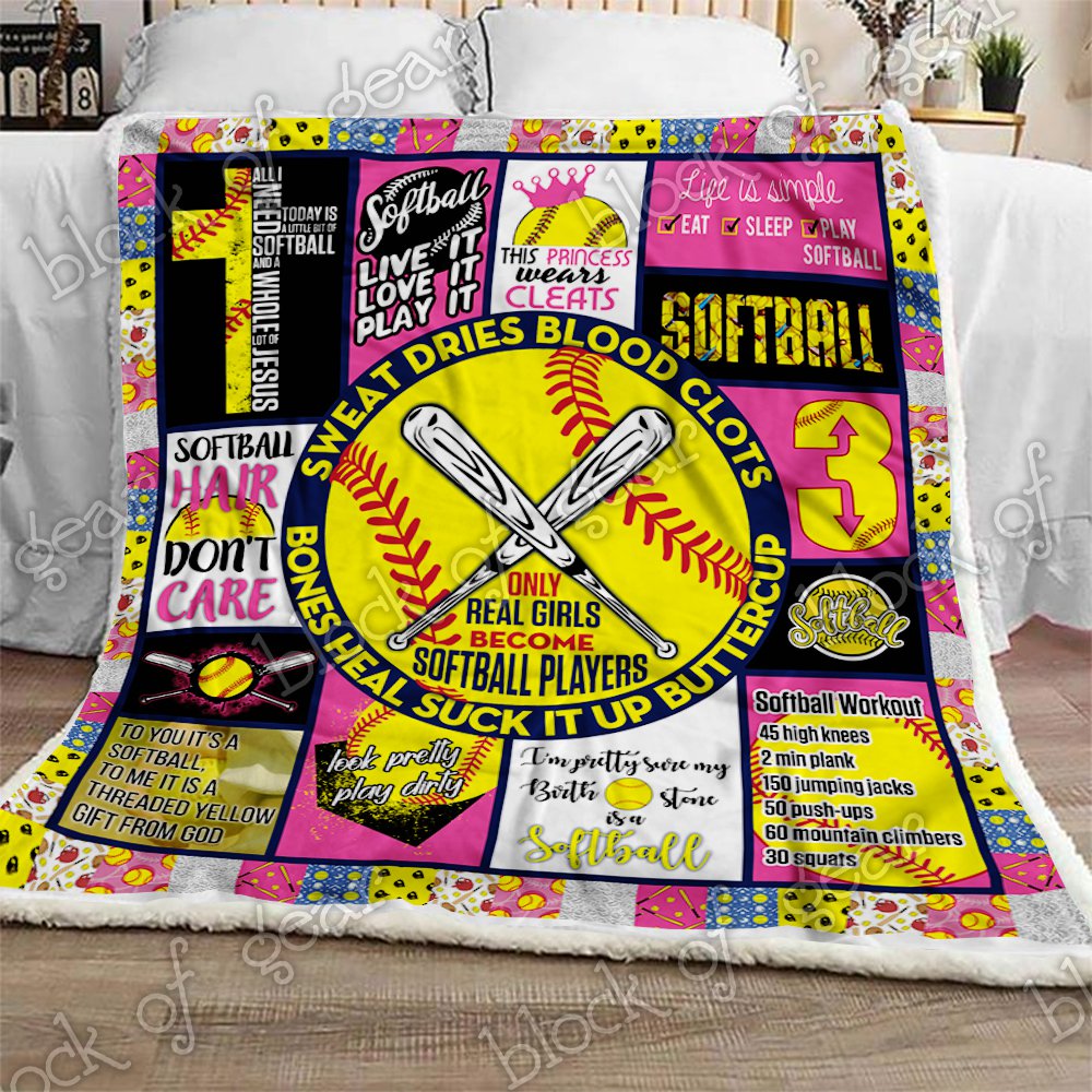 Real Girls Become Softball Players CL2709394MDF Sherpa Fleece Blanket