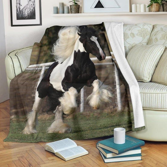 Rearing Gypsy Vanner Horse CLA0510268F Sherpa Fleece Blanket