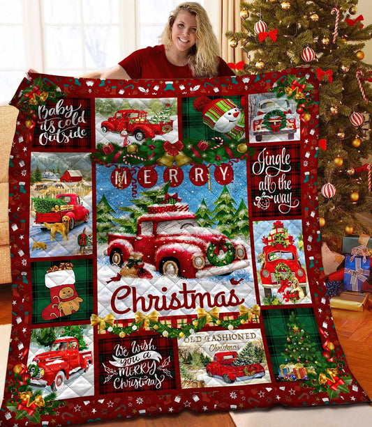 Red Truck Christmas ND021107 Quilt Blanket