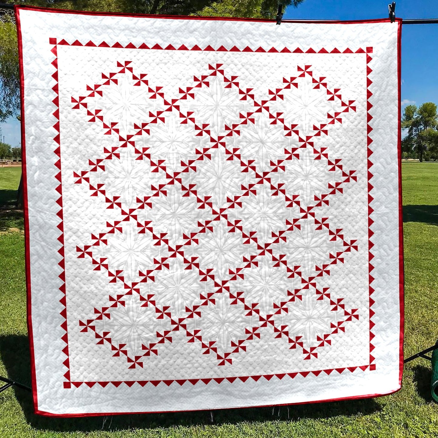 Red And White Pinwheel CLP170632 Art Quilt