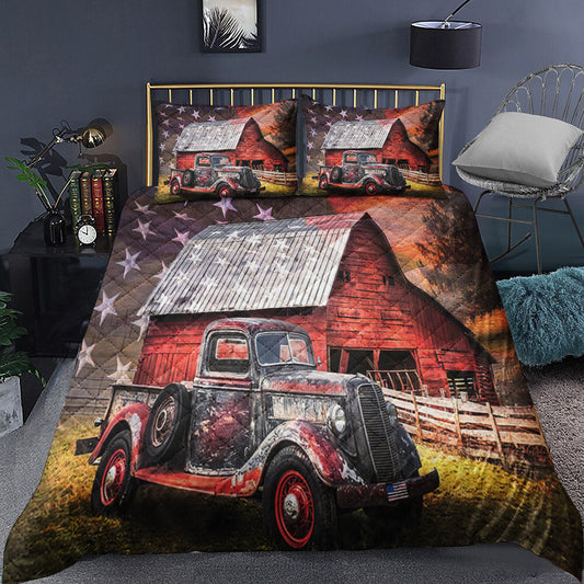 Red Barn Truck Quilt Bedding Set TL170902